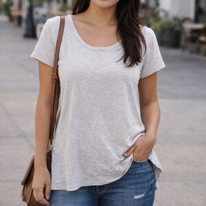 Chico’s Light Gray Short Sleeve Tee- Soft & Casual Essential